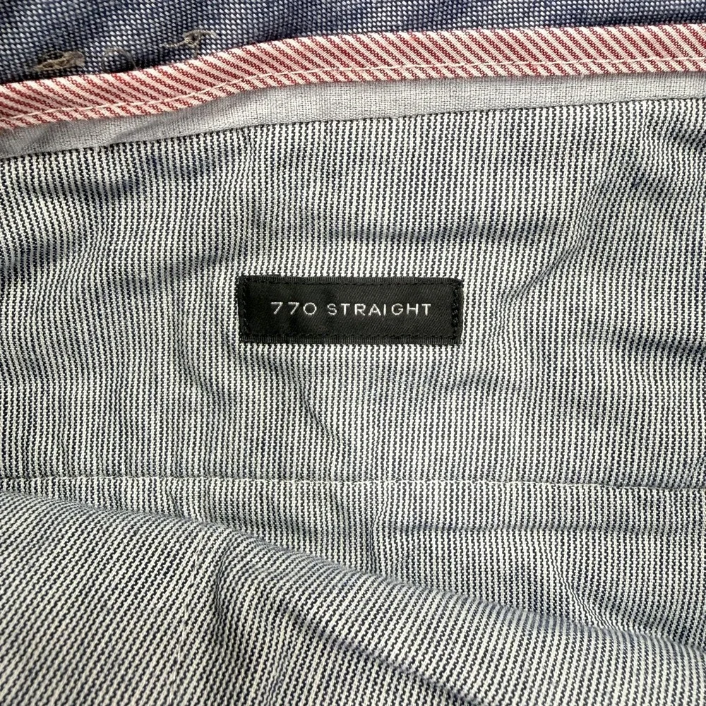 J.Crew 770 Straight Pants Mens 36x32 Blue Chambray Linen Blend Stretch Chino